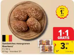 Carrefour Sandwiches meergranen Boerkens' aanbieding