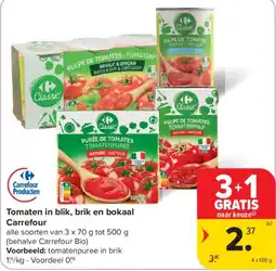 Carrefour Tomaten in blik, brik en bokaal aanbieding