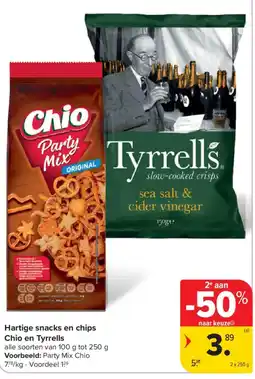 Carrefour Hartige snacks en chips Chio en Tyrrells aanbieding