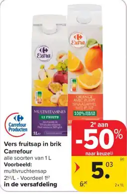 Carrefour Vers fruitsap in brik Carrefour aanbieding