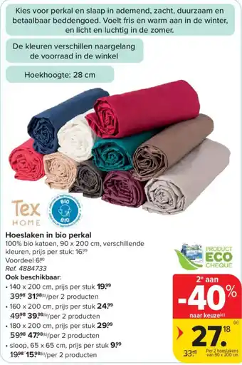 Carrefour Hoeslaken in bio perkal aanbieding