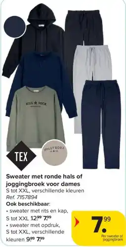 Carrefour Sweater met ronde hals of joggingbroek voor dames aanbieding
