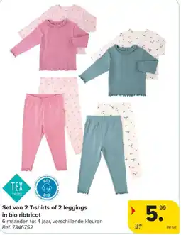 Carrefour Set van 2 T-shirts of 2 leggings aanbieding
