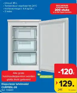 Carrefour Diepvriezer tafelmodel CURF85L-26 aanbieding