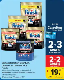 Carrefour Vaatwastabletten Quantum, Ultimate en Ultimate Plus Finish aanbieding