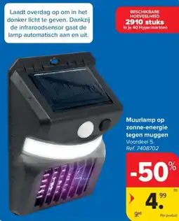 Carrefour Muurlamp op zonne-energie tegen muggen aanbieding
