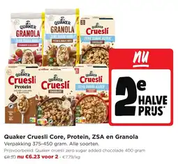 Jumbo Quaker Cruesli Core, Protein, ZSA en Granola aanbieding
