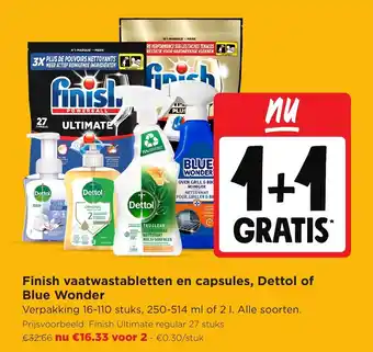 Finish vaatwastabletten en capsules, Dettol of Blue Wonder