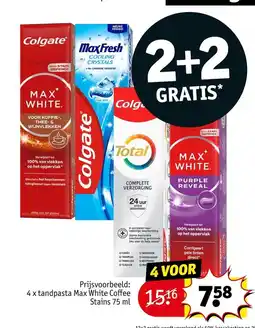 Kruidvat tandpasta max white coffee stains aanbieding
