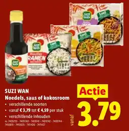 Lidl Suzi Wan noedels, saus of kokosroom aanbieding