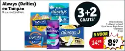 Kruidvat Always (Dailies) en Tampax aanbieding