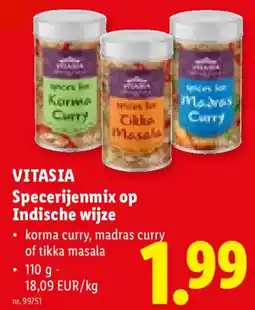 Lidl Vitasia specerijenmix op Indische wijze aanbieding