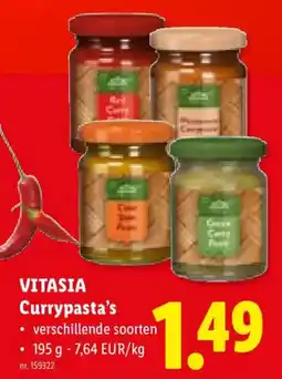 Lidl Vitasia curry pasta's aanbieding