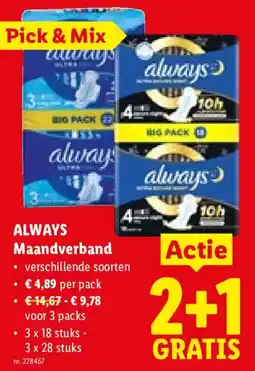 Lidl Always Maandverband aanbieding