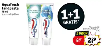 Kruidvat Aquafresh tandpasta aanbieding
