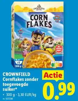 Lidl Crownfield cornflakes zonder toegevoegde suiker aanbieding
