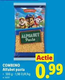 Lidl Combino alfabet pasta aanbieding