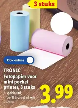 Lidl Tronic fotopapier voor mini pocket printer aanbieding