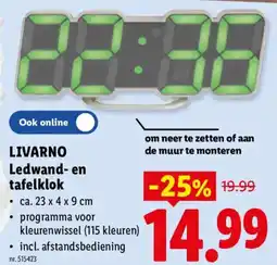 Lidl Livarno ledwand- en tafelklok aanbieding