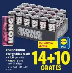 Lidl Kong strong energy drink cassis aanbieding