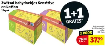 Kruidvat Zwitsal babydoekjes Sensitive en Lotion aanbieding