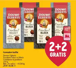 Delhaize Douwe Egberts Gemalen koffie Excellent Select of Black aanbieding