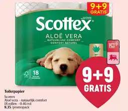 Delhaize Toiletpapier Scottex Aloë vera - natuurlijk comfort aanbieding