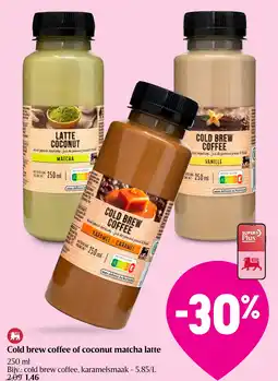 Delhaize Cold brew coffee of coconut matcha latte aanbieding