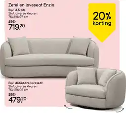Leen Bakker Zetel en loveseat Enzio aanbieding