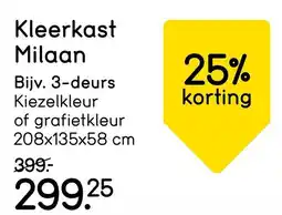 Leen Bakker Kleerkast Milaan aanbieding
