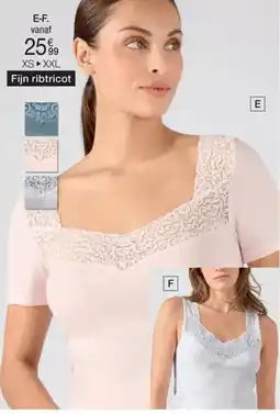 Damart Essential T Shirt in Fijn Ribtricot, Zuiver Kamkatoen aanbieding