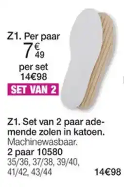 Damart Set van 2 paar ade-mende zolen in katoen aanbieding