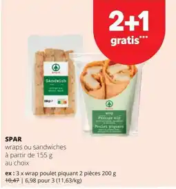 Spar SPAR wraps ou sandwiches aanbieding