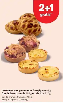 Spar Tartelette aux pommes et frangipane / framboises crumble / ou abricot aanbieding