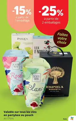 Spar Valable sur tous les vins en partybox ou pouch aanbieding