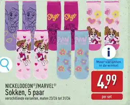 ALDI Nickelodeon marvel sokken aanbieding
