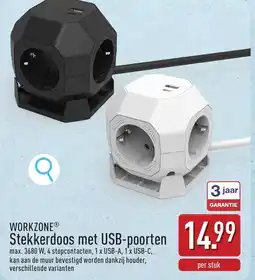 ALDI Workzone Stekkerdoos met USB-poorten aanbieding
