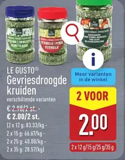 ALDI Le gusto gevriesdroogde kruiden aanbieding