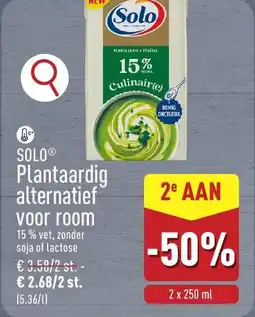 ALDI Solo plantaardig alternatief voor room aanbieding