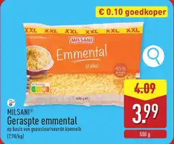 ALDI Milsani geraspte emmental aanbieding