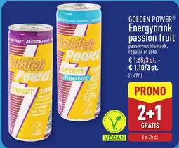 ALDI Golden power energydrink passion fruit aanbieding