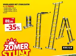 Hubo Escalo Vouwladder met Stabilisator aanbieding