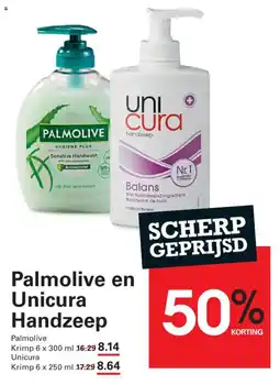 Sligro Palmolive en Unicura Handzeep aanbieding
