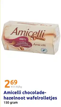 Action Amicelli chocolade-hazelnoot wafelrolletjes aanbieding