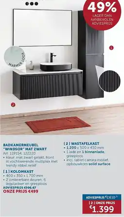 Zelfbouwmarkt badkamermeubel windsor mat zwart aanbieding