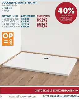 Zelfbouwmarkt douchebak horst aanbieding