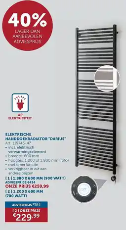 Zelfbouwmarkt Elektrische handdoekradiator "Darius" aanbieding
