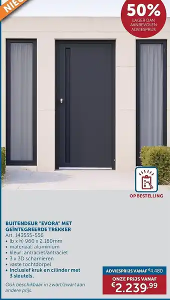 Zelfbouwmarkt Buitendeur evora met geïntegreerde trekker aanbieding