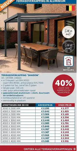 Zelfbouwmarkt Terrasoverkapping shadow aanbieding