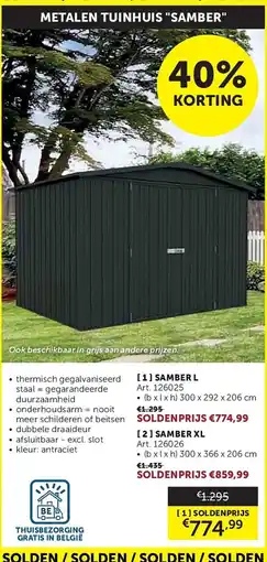 Zelfbouwmarkt Metalen tuinhuis samber aanbieding